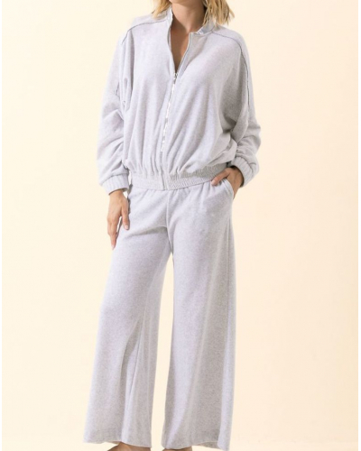 Ensemble veste en velours coton Le chat Psyché (Gris chiné)