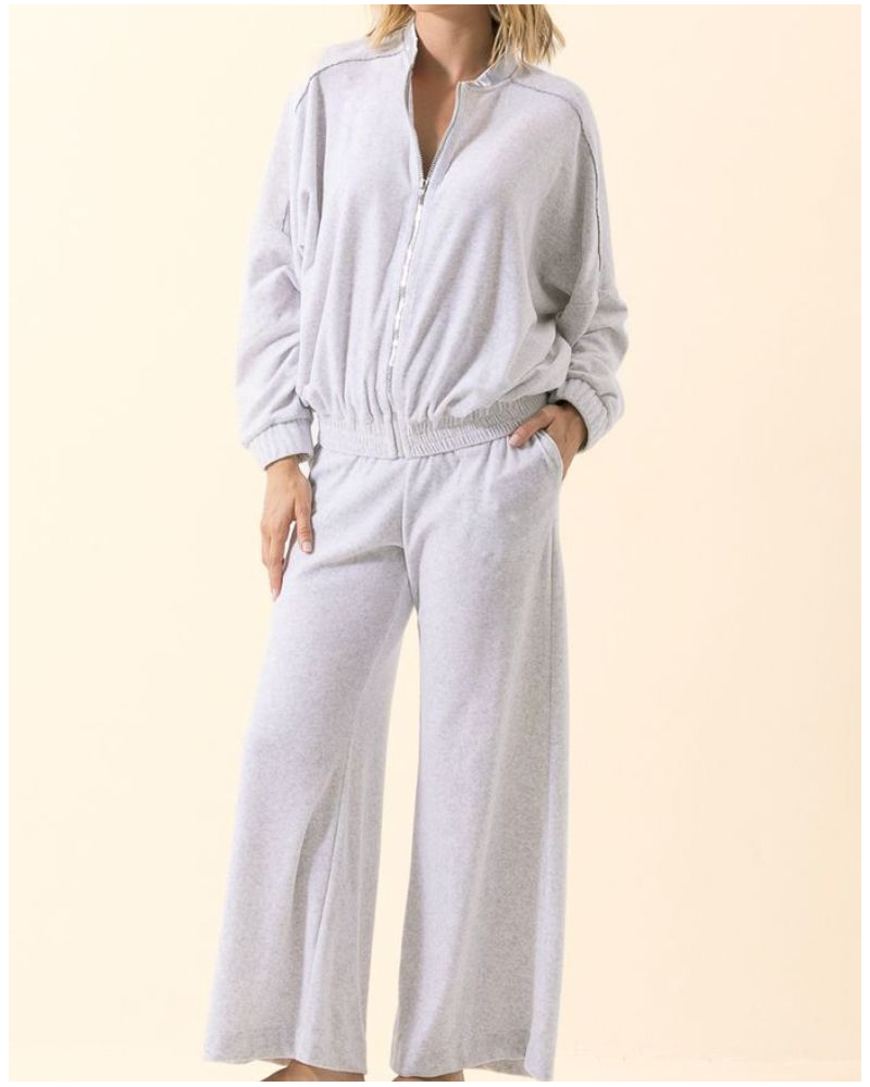 Conjunto de Chaqueta en Terciopelo de Algodón Le chat Psyché (Gris chiné)
