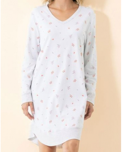 Camisón Interlock 100 % Algodón Le Chat Songe (Ciel)