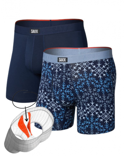 Lot de 2 boxers Saxx Vibe Xtra Comfort (Snowflake Chevron/Maritime)
