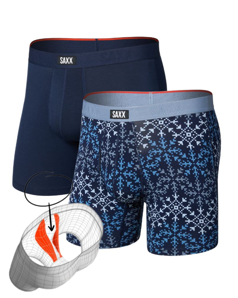 Lot de 2 boxers Saxx Vibe Xtra Comfort (Snowflake Chevron/Maritime)