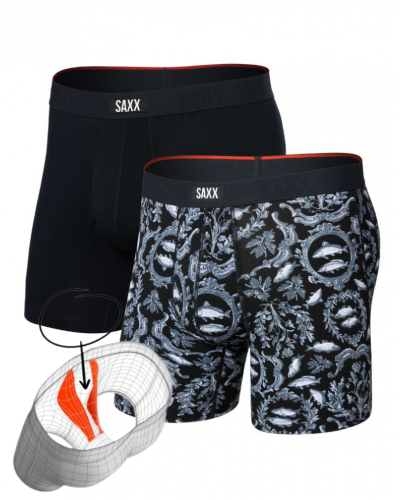 Paquete de 2 bóxeres Saxx Vibe Xtra Soft Comfort (Backsplash/Negro)