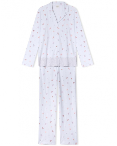 Buttoned Pyjamas 100% Cotton Interlock Le Chat Songe (Ciel)