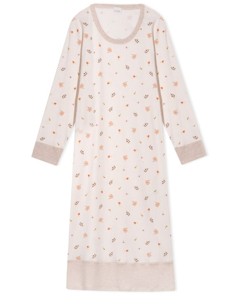 Long Nightdress 100% Cotton Interlock Le Chat Songe (Beige)