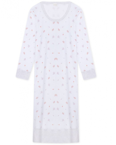 Chemise de nuit longue Interlock 100% coton Le Chat Songe (Ciel)