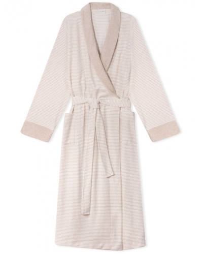 Peignoir Velours coton Le Chat Pilate (Beige chiné/Ecru)