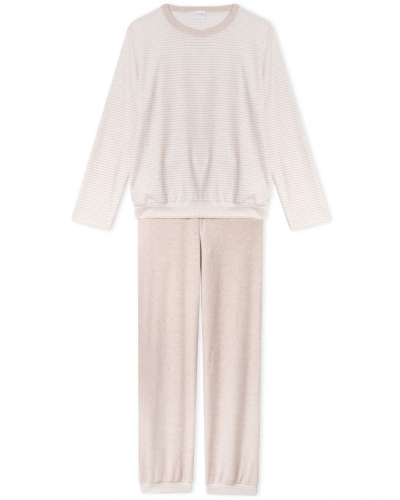 Pijama de Terciopelo de Algodón Le Chat Pilate (Beige chiné/Ecru)