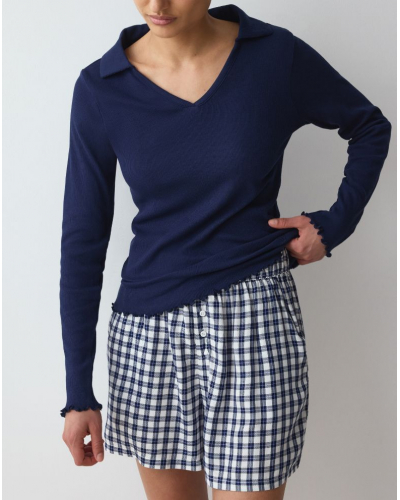 Ensemble de pyjamas short coton Nuit Triumph (Blue Dark/Carreaux)