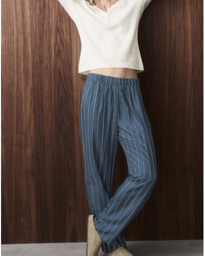 Pyjama long coton Nuit Triumph (White/Blue)