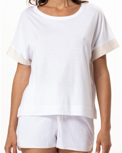 Short pyjama Le Chat Amy 200 (Blanc/Beige)