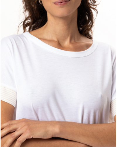 Short pyjama Le Chat Amy 200 (Blanc/Beige)