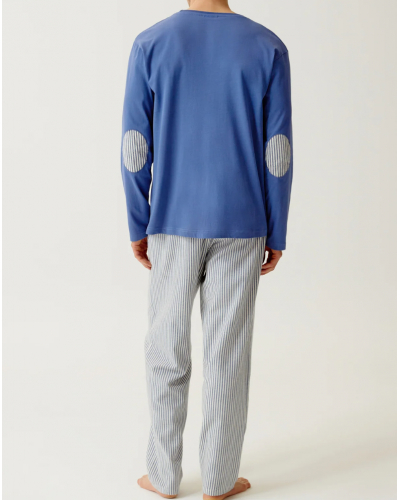 Unisex long pajamas in brushed jersey 100% cotton Boston Arthur (Ciel)