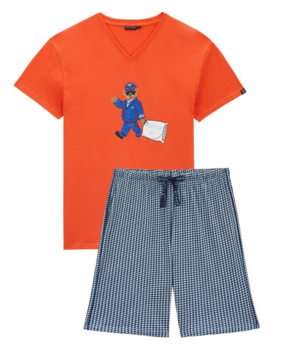 Pyjama bermuda PAUPILO jersey 100% coton bio Paul Arthur (Marine)