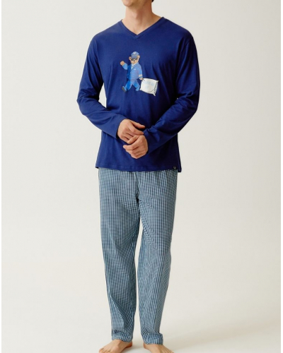 Pijama largo jersey 100% algodón orgánico Ulysse Arthur (Ciel)