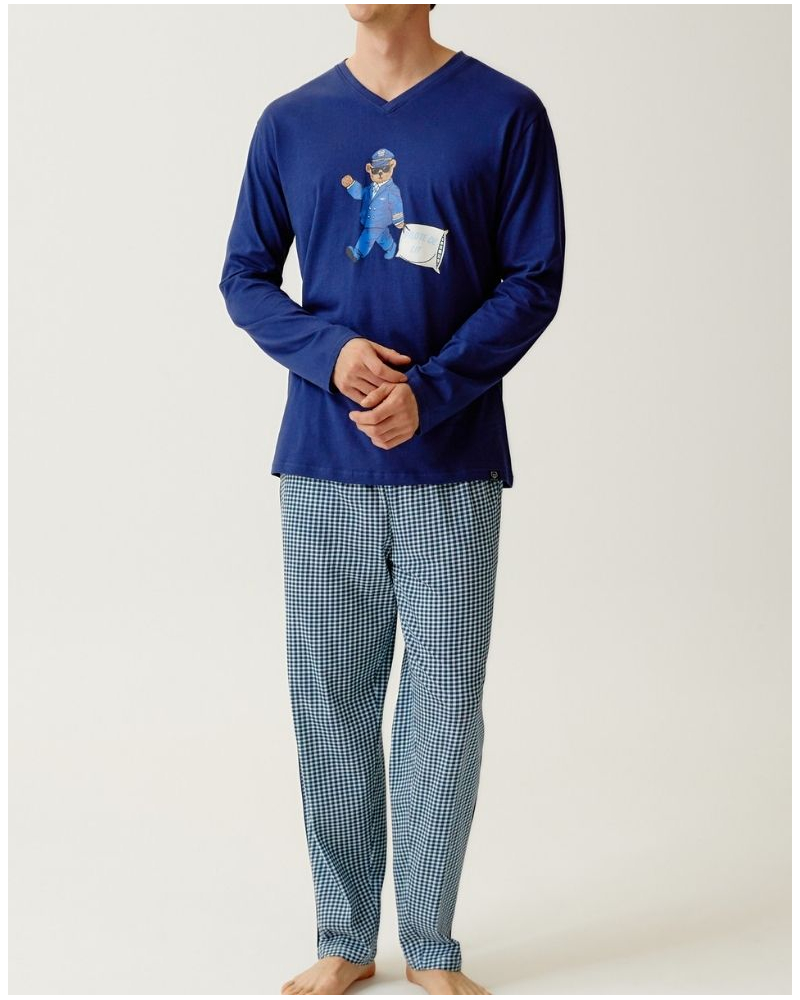 Pijama largo jersey 100% algodón orgánico Ulysse Arthur (Ciel)