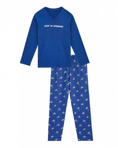 Pijama largo en jersey e interlock 100% algodón orgánico Zac Arthur (Bleu)