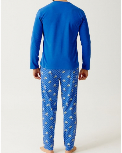 Pijama largo en jersey e interlock 100% algodón orgánico Zac Arthur (Bleu)