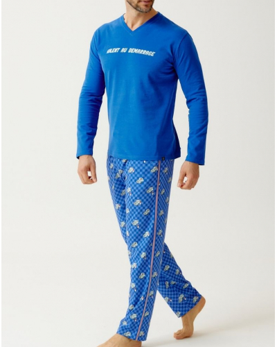 Long pajamas in 100% organic cotton jersey & interlock Zac Arthur (Bleu)