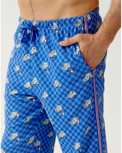 Pijama largo en jersey e interlock 100% algodón orgánico Zac Arthur (Bleu)
