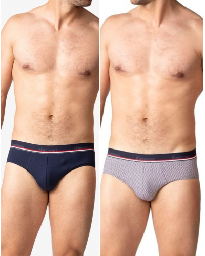 Set of 2 cotton briefs Eminence Made in France (Cocarde/Marine)