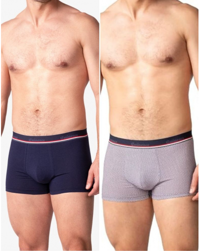 Set of 2 boxer shorts cotton Eminence Made in France (Cocarde/Marine)
