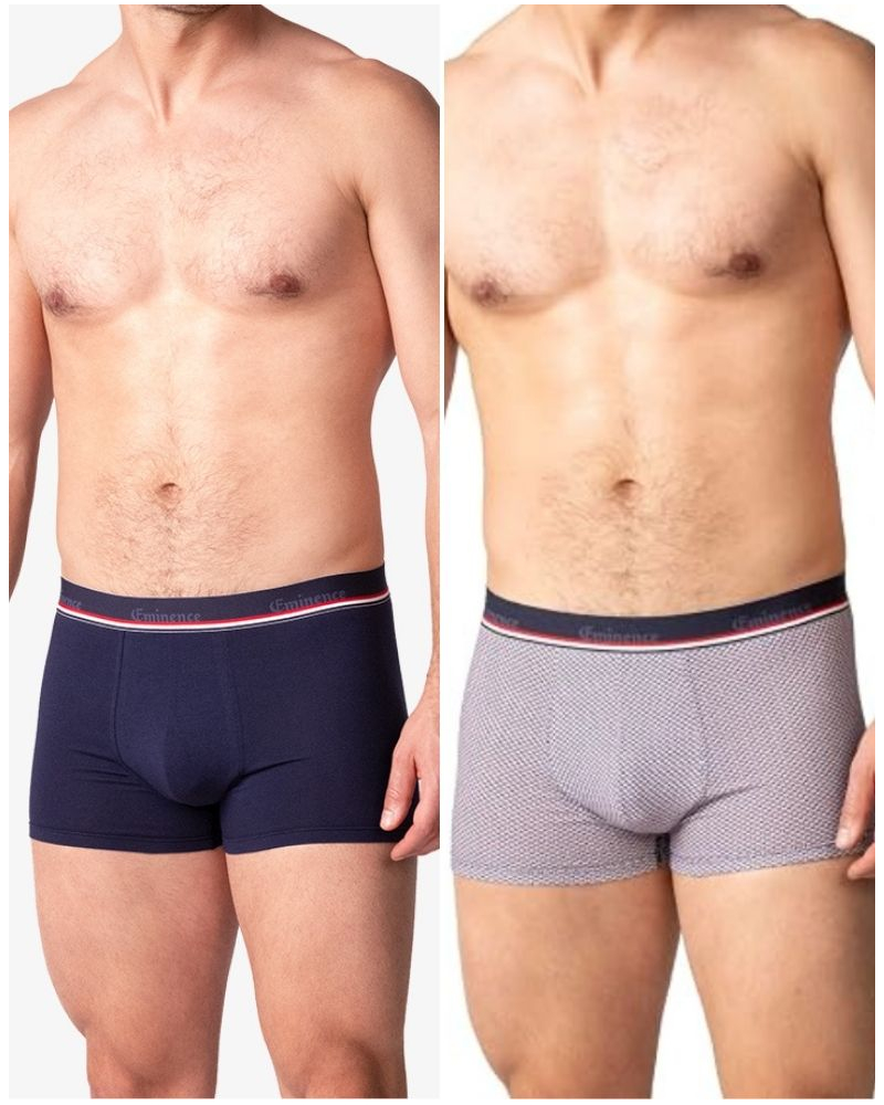 Set of 2 boxer shorts cotton Eminence Made in France (Cocarde/Marine)
