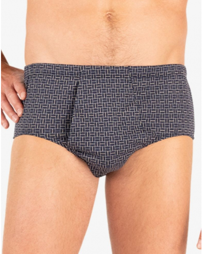 Slip taille haute ouvert 100% Coton Eminence Motifs (Marine)