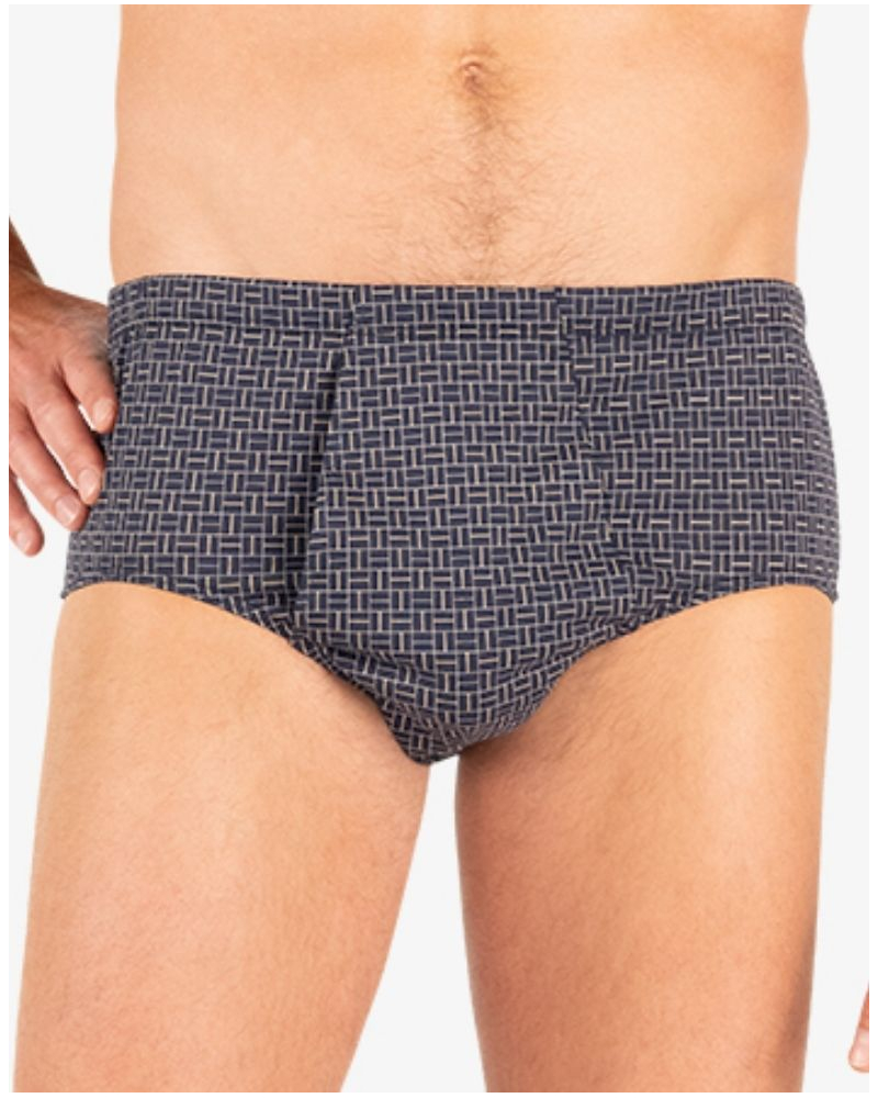 Opened high-waisted brief 100% Cotton Eminence Motifs (Marine)
