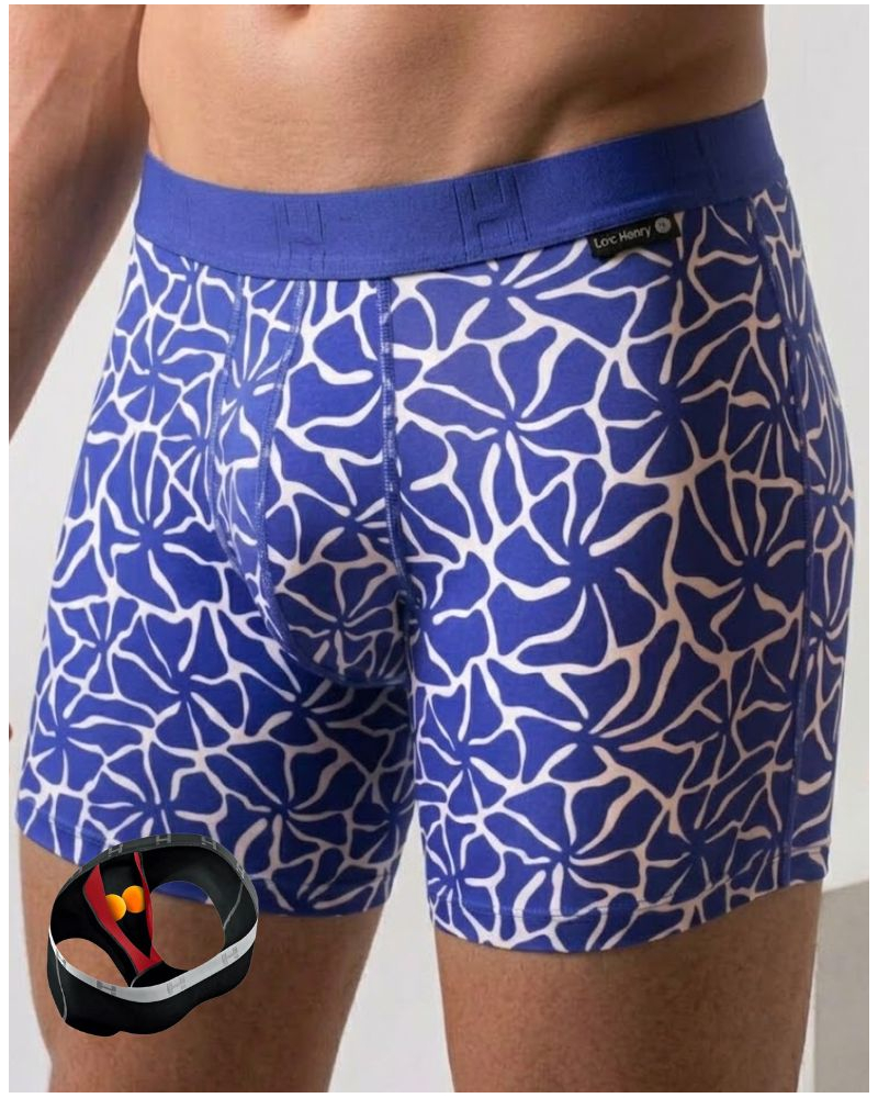 Boxer en coton Loïc Henry Blue Eole (Imprimé Multicolore)