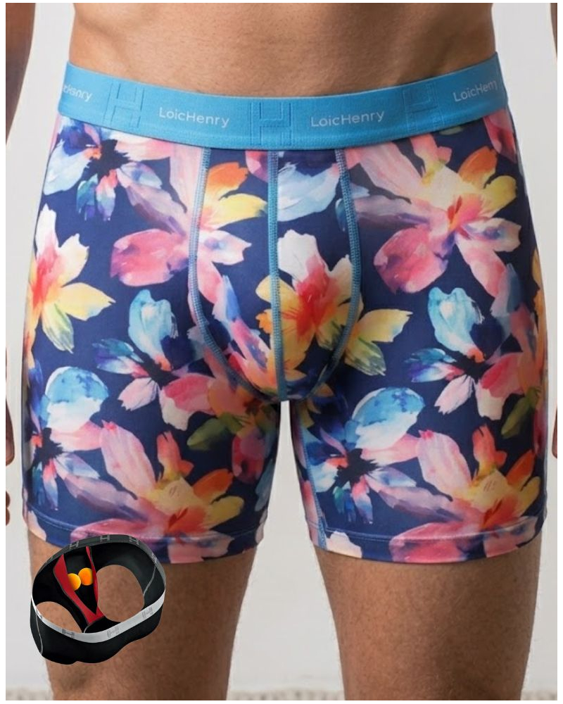 Boxer microfibre Loïc Henry Fleuri (Imprimé Multicolore)
