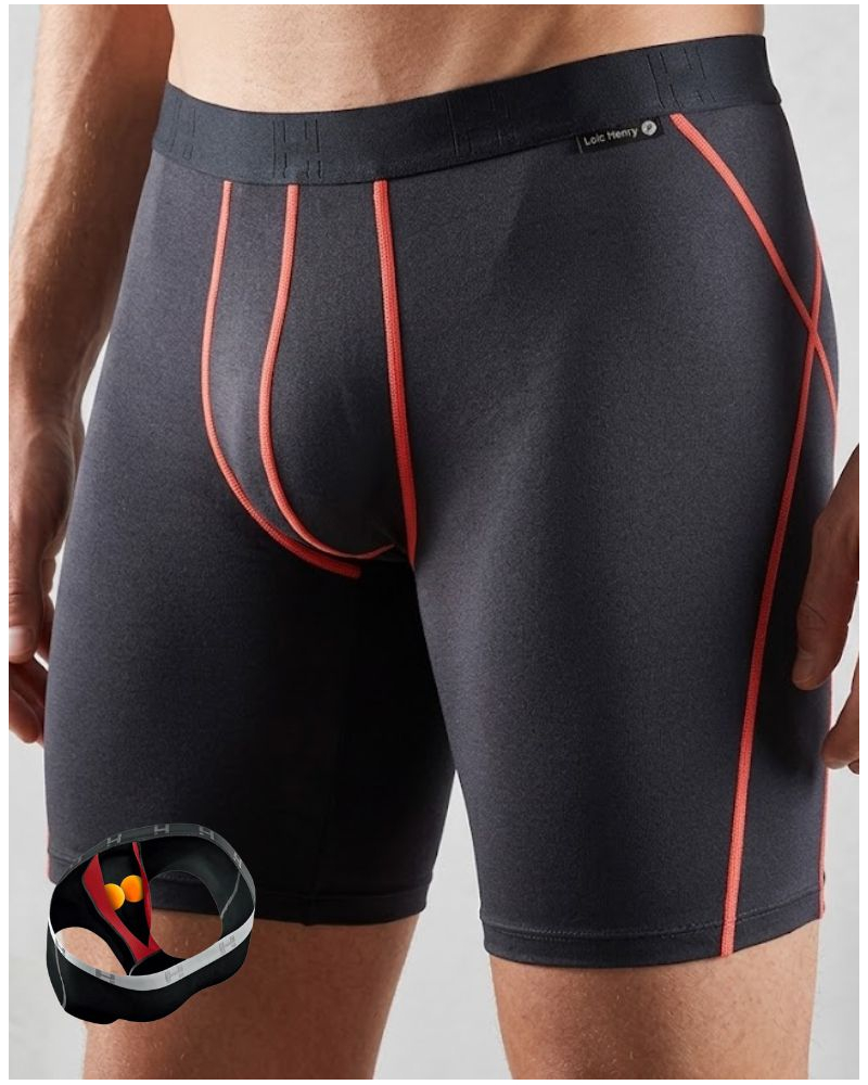 Sport boxers knee length Loïc Henry (Noir/Orange)
