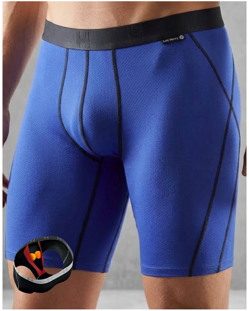 Boxer de sport longueur genou Loïc Henry (Bleu/Noir)