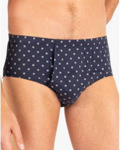 Slip taille haute ouvert 100% Coton Eminence Motifs (Marine)