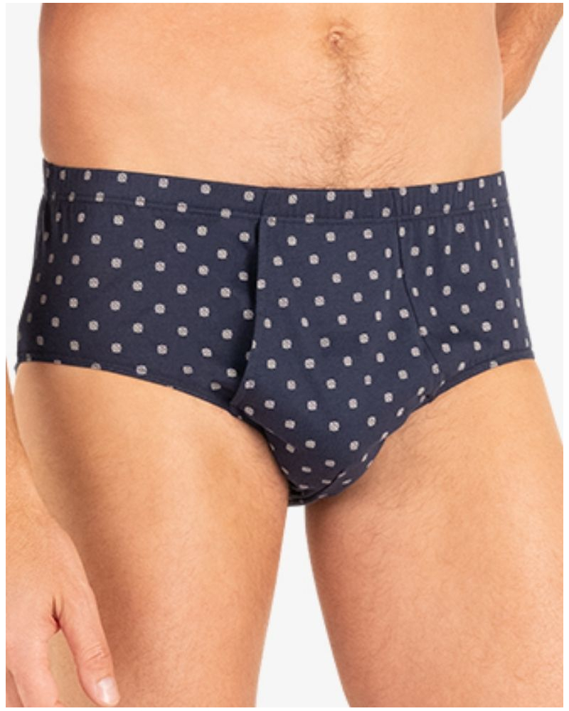 Slip taille haute ouvert 100% Coton Eminence Motifs (Marine)