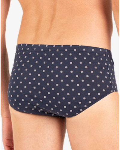 Slip taille haute ouvert 100% Coton Eminence Motifs (Marine)