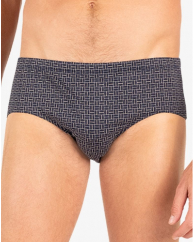 High-waisted closed brief 100% Cotton Eminence Motifs (Marine)