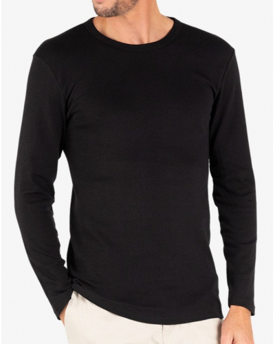 T-shirt manches longues 100% coton Eminence Interlock (Noir)