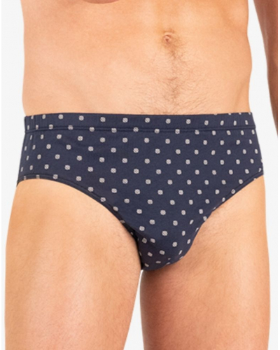 Slip taille basse 100% Coton Eminence Motifs (Marine)