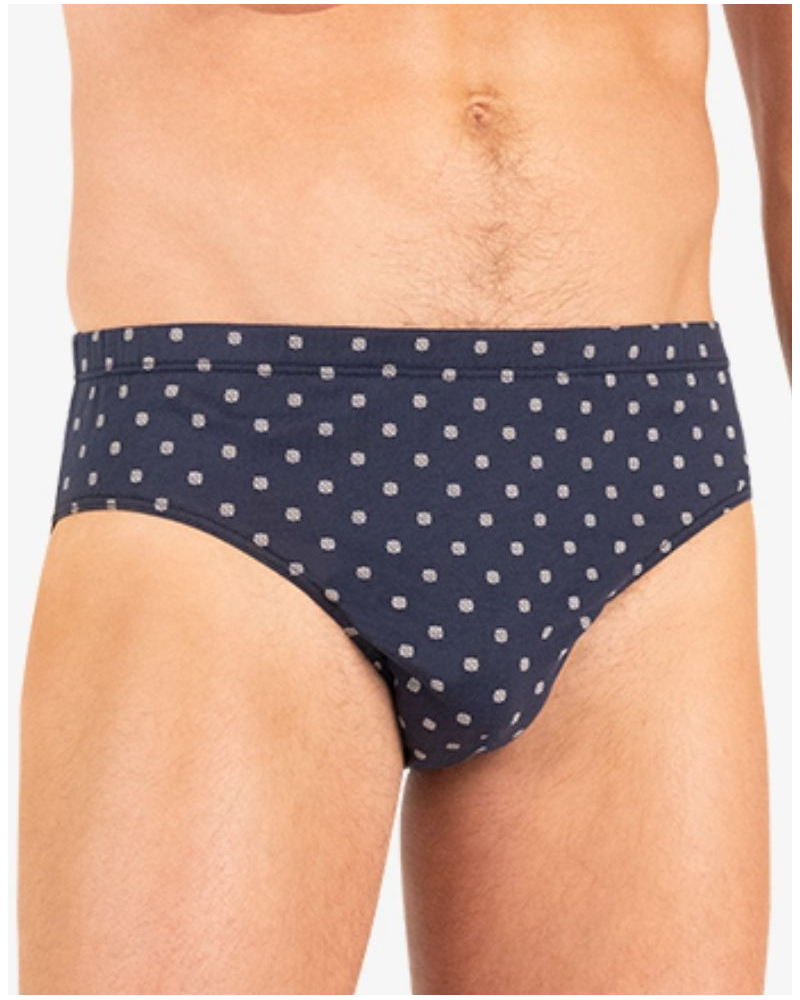 Slip taille basse 100% Coton Eminence Motifs (Marine)