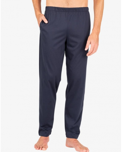 Pyjama long 100% coton Eminence Mercerisé (Marine/Imprimé Cloison)