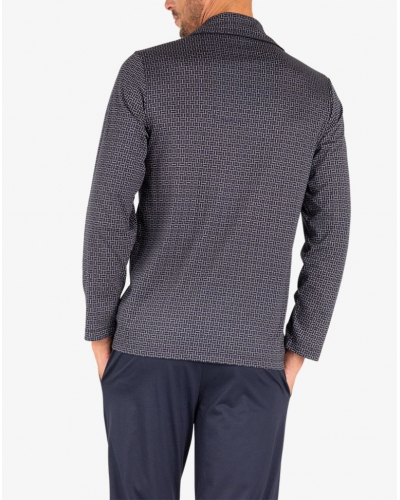 Pijama largo 100% algodón Eminence Mercerisé (Marine/Imprimé Cloison)
