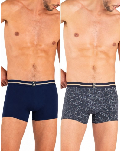 Pack of 2 stretch cotton boxers SmileyWorld X Eminence (Imprimé Golf/Marine)