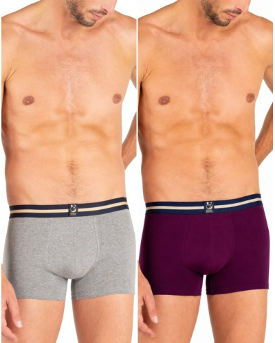 Pack of 2 stretch cotton boxers SmileyWorld X Eminence (Gris Chiné/Bordeaux)