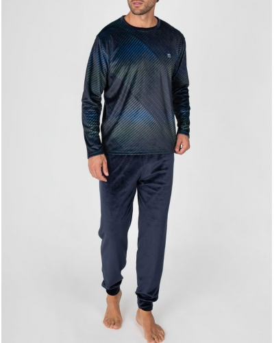 Pyjama long micropolaire Massana (Bleu)