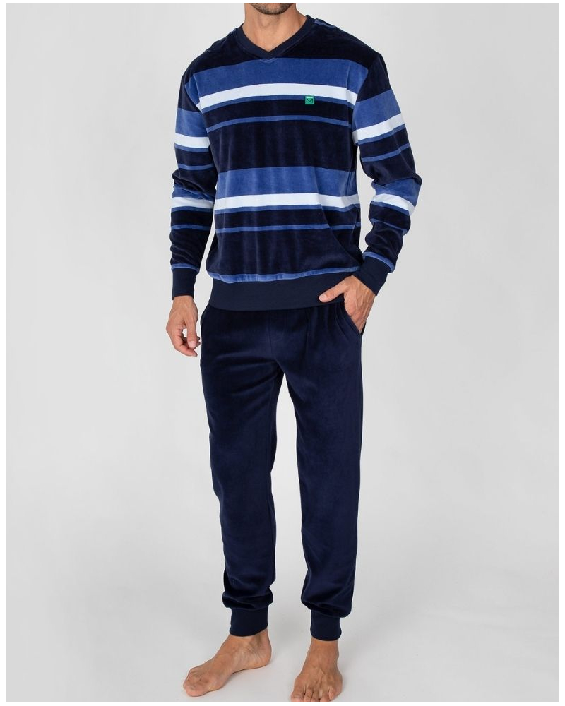 Pijama en terciopelo y algodón Massana (Bleu)