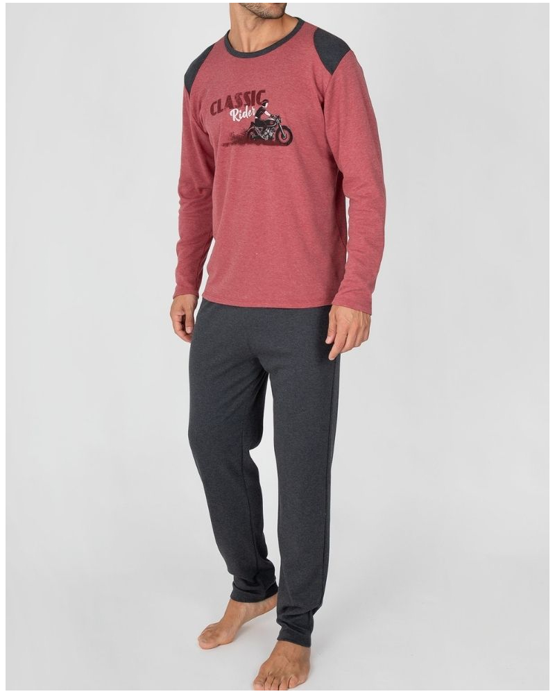 Pyjama long coton Massana (Rouge)