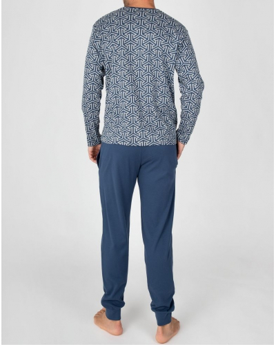 Pijama largo 100% algodón Massana (Imprimé Bleu Foncé)