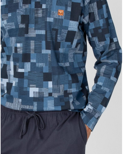 Long pyjamas 100% cotton Massana (Imprimé Bleu)
