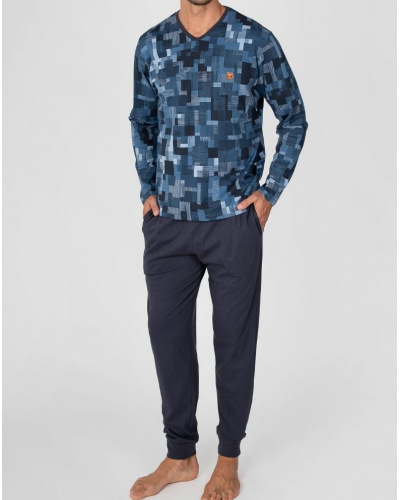 Long pyjamas 100% cotton Massana (Imprimé Bleu)