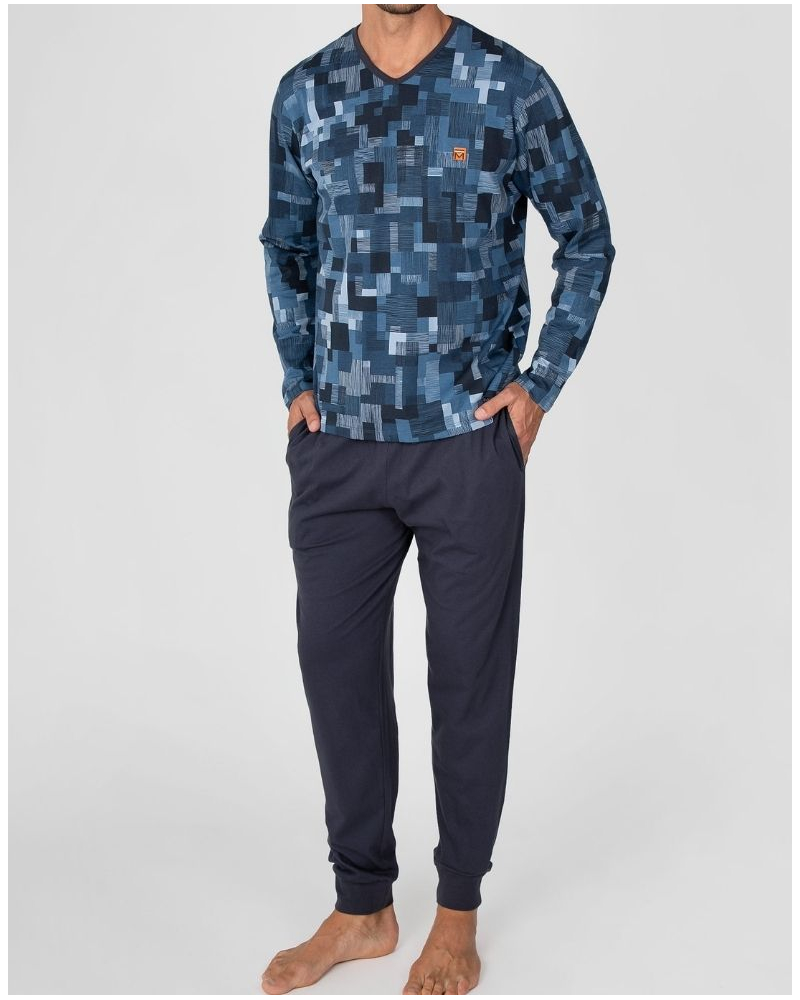 Long pyjamas 100% cotton Massana (Imprimé Bleu)